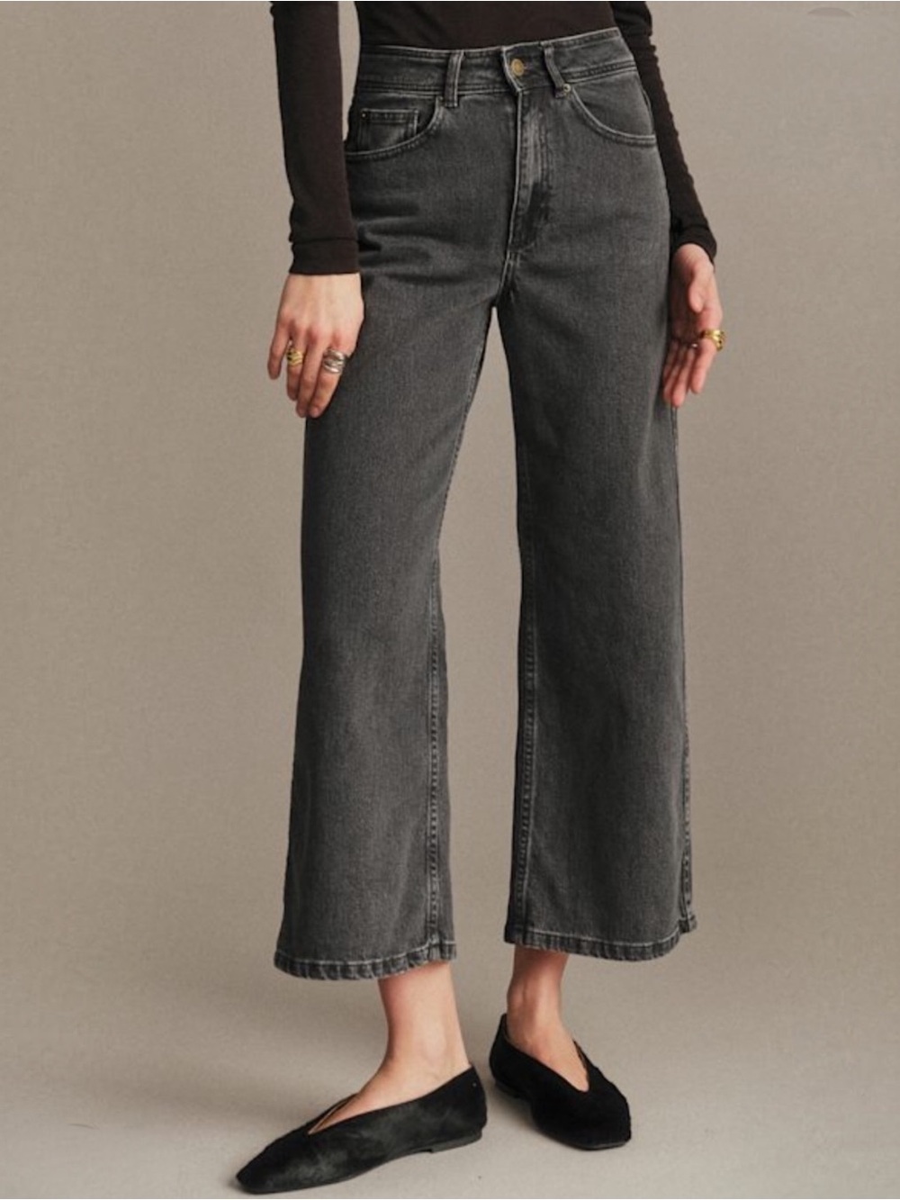 Sézane Le Crop Organic Cotton Denim Jeans Medium Gray EU 36/US S/ US 4